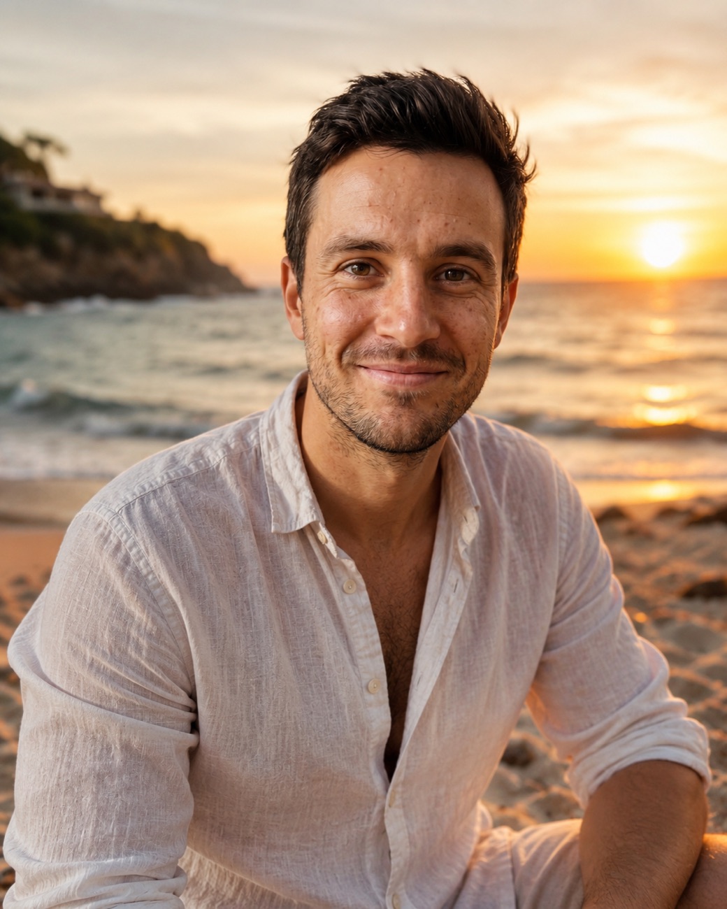 Beach sunset dating photo