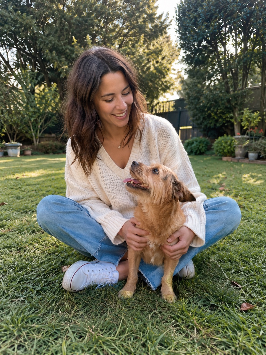With a dog dating photo